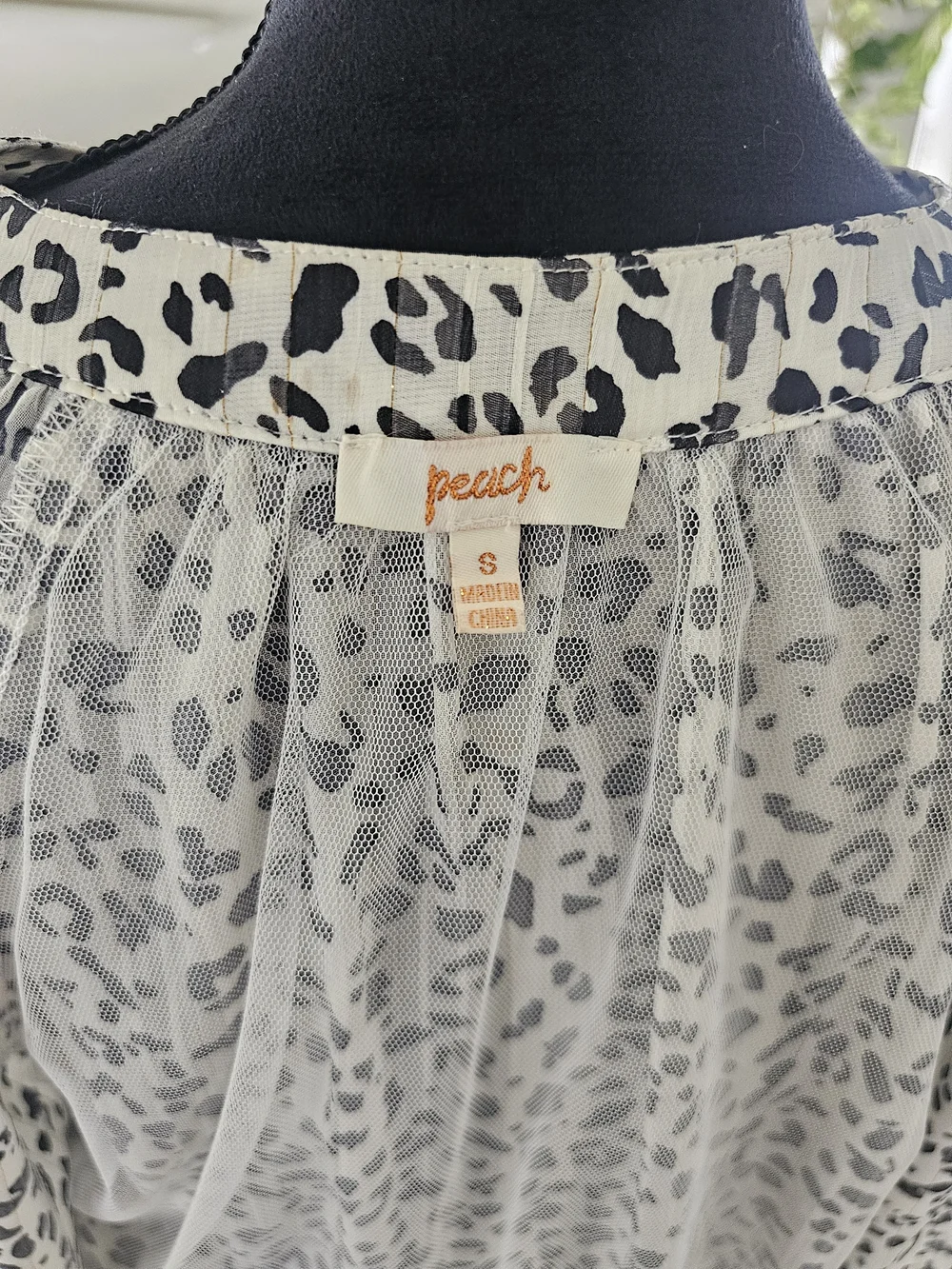 Size S  Women's Black and White Leopard Print Blouse - Picture 6 of 15